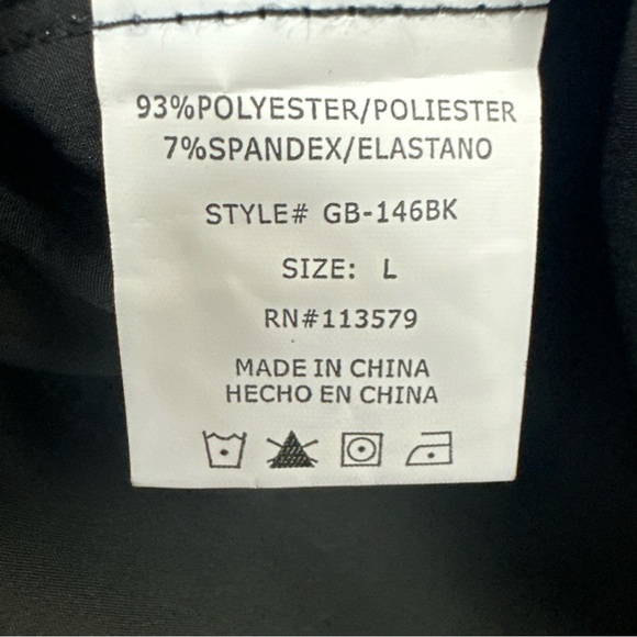 Zikit Stretch Black Sz L Scrub Top  Tassel Zipper Pockets Business Faux Leather - Picture 9 of 9